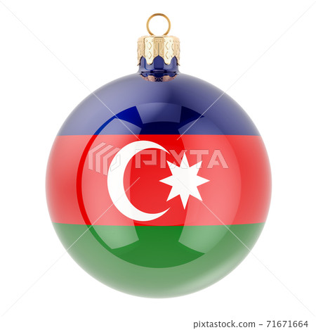 Christmas ball with Azerbaijani flag, 3D rendering Christmas ball with Azerbaijani flag, 3D rendering 71671664