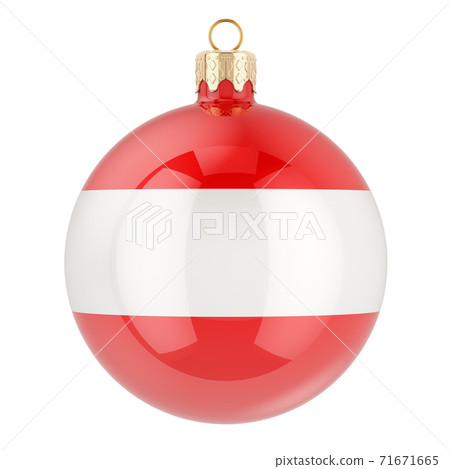 Christmas ball with Austrian flag, 3D rendering Christmas ball with Austrian flag, 3D rendering 71671665