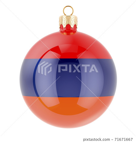 Christmas ball with Armenian flag, 3D rendering Christmas ball with Armenian flag, 3D rendering 71671667