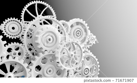 Gear Gear mechanism 3D mechanical illustration 71671907