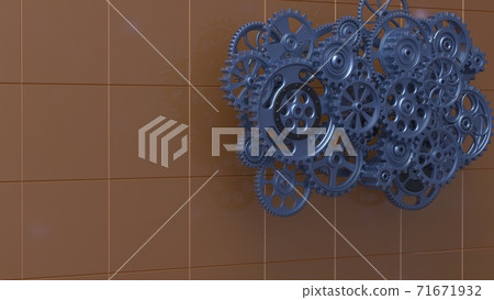 Gear Gear mechanism 3D mechanical illustration Gear Gear mechanism 3D mechanical illustration 71671932