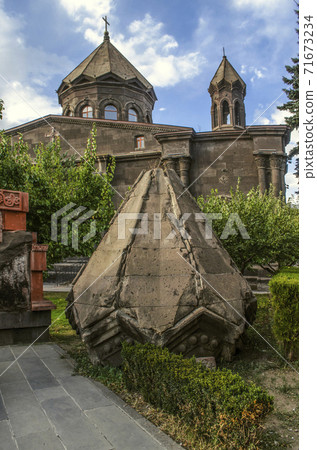 Gilded ancient cross on the graves of priests near the Church "Seven Sorrows of the Blessed Virgin" in Gyumri Gilded ancient cross on the graves of priests near the Church "Seven Sorrows of the Blessed Virgin" in Gyumri 71673234