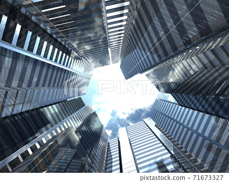 Image of a building town where the sky looking up is in the shape of a heart CG illustration Image of a building town where the sky looking up is in the shape of a heart CG illustration 71673327