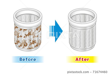 Washing machine Washing tub Back side illustration Cleaning Clean Dirt Mold sterilization Cleaning Cleaning 71674460