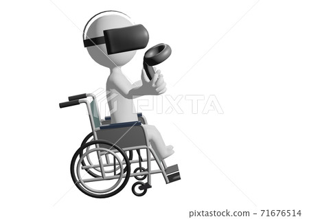 VR護目鏡的人輪椅 71676514