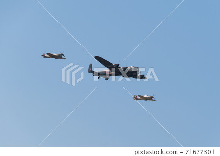 Royal Air Force Lancaster Spitfire Hurricane formation flight Royal Air Force Lancaster Spitfire Hurricane formation flight 71677301