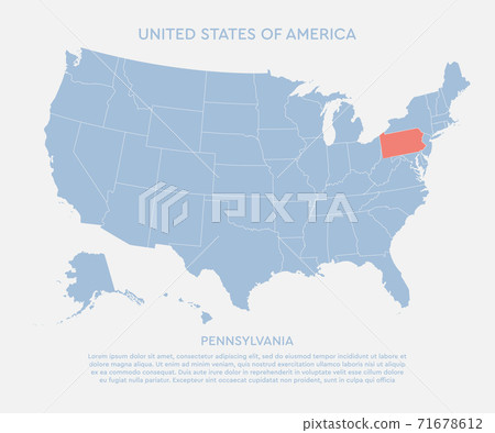 United states America, state Pennsylvania blue map 71678612