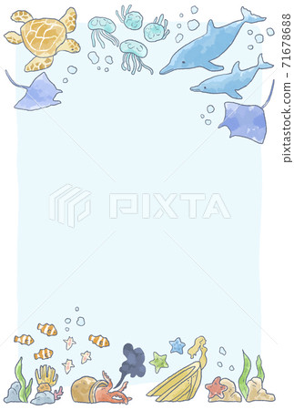 溫柔的觸摸海洋生物插圖框架 溫柔的觸摸海洋生物插圖框架 71678688