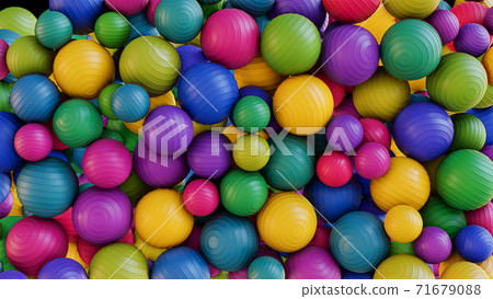 Abstract colorful background of plastic balls. 3D illustration 71679088