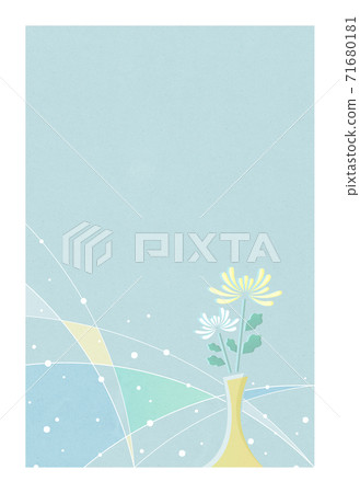 Visit in the cold Mourning postcard Chrysanthemum flower [with white frame] 71680181
