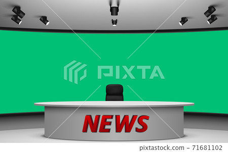white table and chair in news studio room with the green background white table and chair in news studio room with the green background 71681102