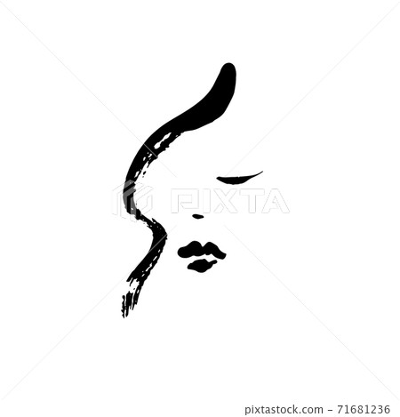Template logo for beauty products. Abstract girl painted by rough dry brush. Vector illustration. Template logo for beauty products. Abstract girl painted by rough dry brush. Vector illustration. 71681236
