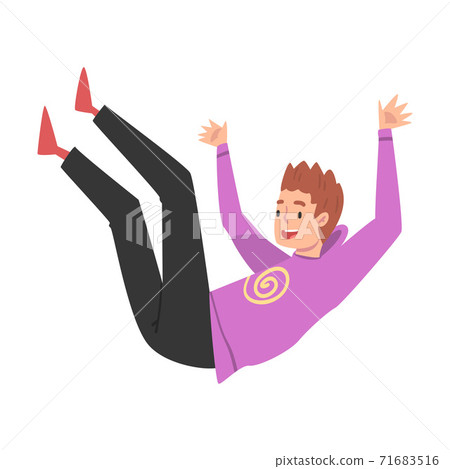 Teenage Boy Floating In The Sky Happy Person Stock Illustration