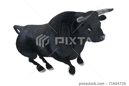 Black bull isolated on white background 3d illustration 71684726
