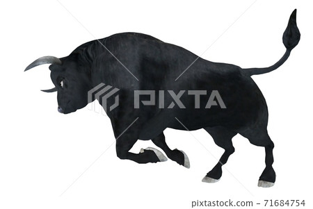 Black bull isolated on white background 3d illustration 71684754
