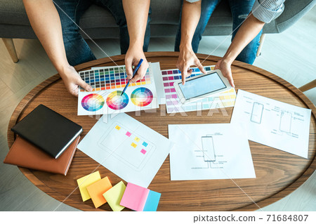 Professional Creative Team of Web/Graphic Designer planning, drawing website ux app for mobile phone application and development template layout, process to prototype wireframe, User experience 71684807