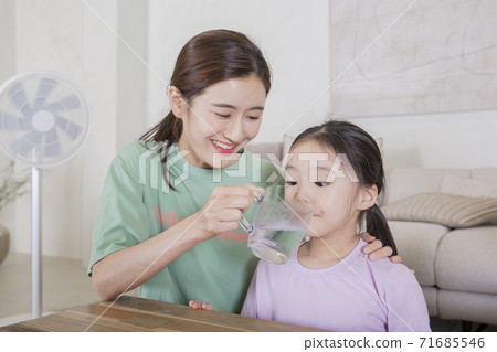 Concept of friendly family, happy family enjoying summer vacation at home 278 71685546