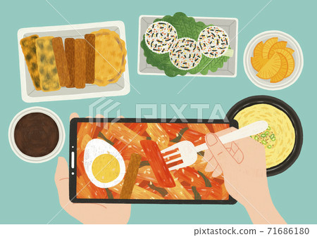 Delicious food top view flat design illustration 007 71686180
