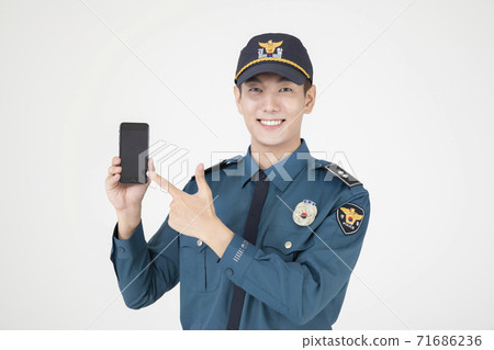 Asian male and female two police officers 064 Asian male and female two police officers 064 71686236
