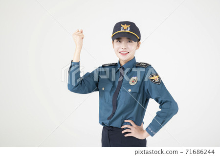 Asian male and female two police officers 068 71686244