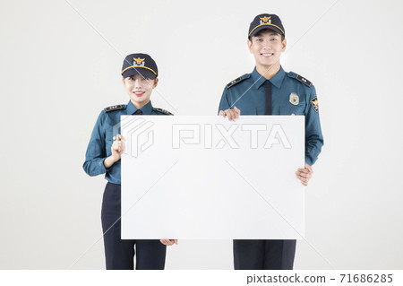 Asian male and female two police officers 090 71686285