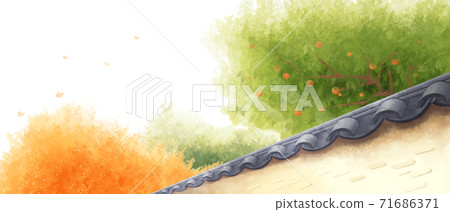 Beautiful autumn landscape in park illustration 006 71686371