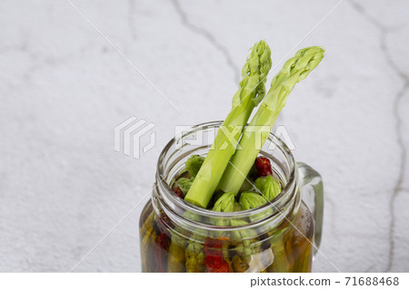 Close up of fresh green asparagus 208 71688468