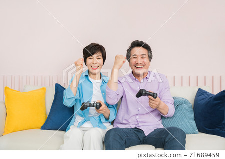 Happiness people lifestyle, Asian senior couple 395 71689459