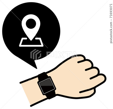 矢量圖的檢查手臂上的智能手錶地圖圖標檢查的手臂上的智能手錶 71693071