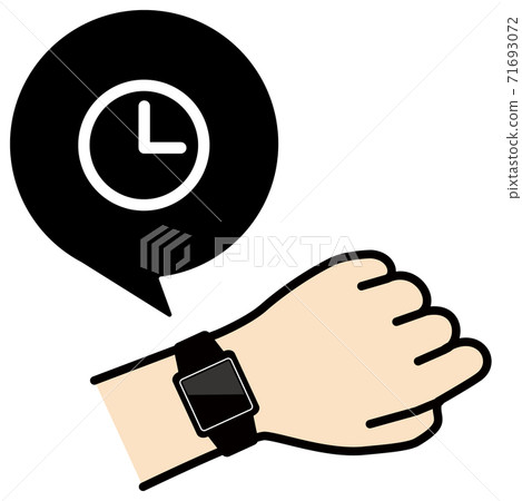 Vector illustration of checking the smartwatch on the arm Clock icon Vector illustration of checking the smartwatch on the arm Clock icon 71693072