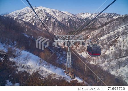 Looking toward Shiragemon from the Tanigawadake Ropeway in Minakami Town, Gunma Prefecture in winter 71693720