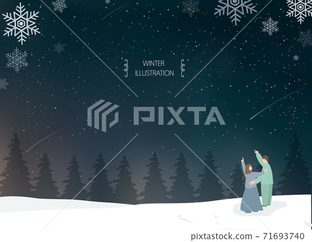 下雪的冬天插圖07的集合 71693740