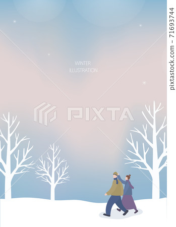 下雪的冬天插圖集合03 下雪的冬天插圖集合03 71693744
