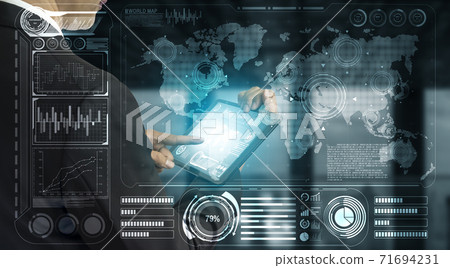 Global finance analysis and big data research concept 71694231
