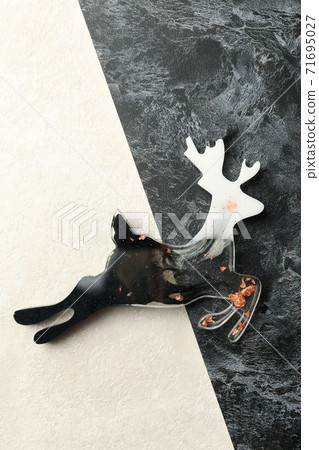 Christmas reindeer on two tone background, space for text Christmas reindeer on two tone background, space for text 71695027