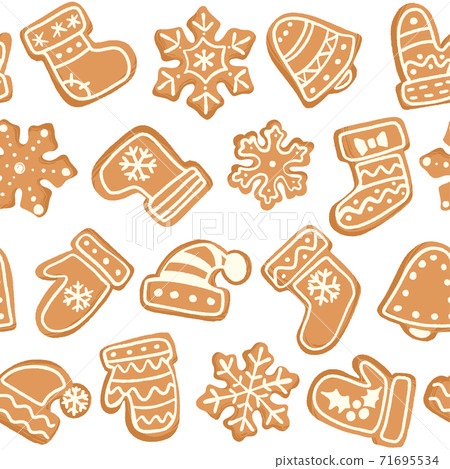 Decorative vector seamless pattern with Christmas and New Year decoration. 71695534