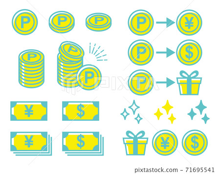 點交換圖標集(藍色) 點交換圖標集(藍色) 71695541