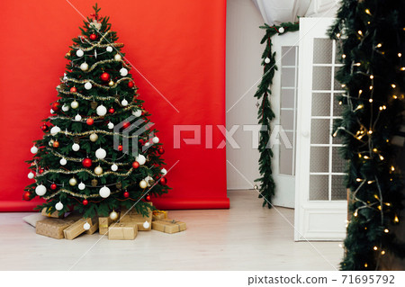 New Year's Red Christmas Interior Home Christmas Tree Pine Gifts New Year's Red Christmas Interior Home Christmas Tree Pine Gifts 71695792