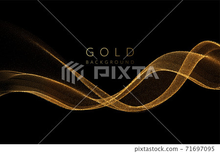 Abstract shiny golden wavy design element. Flow gold wave Abstract shiny golden wavy design element. Flow gold wave 71697095