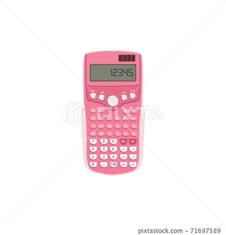 Button digital calculator in pink case flat vector illustration isolated. Button digital calculator in pink case flat vector illustration isolated. 71697589