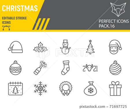 Christmas line icon set, happy new year collection, vector sketches, logo illustrations, merry christmas icons, holiday signs linear pictograms, editable stroke. Christmas line icon set, happy new year collection, vector sketches, logo illustrations, merry christmas icons, holiday signs linear pictograms, editable stroke. 71697725