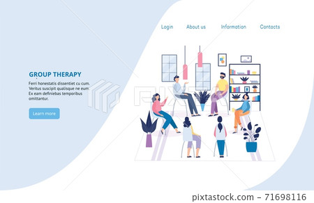 Group therapy website with people sitting in circle flat vector illustration. 71698116