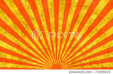 Background material that feels the sunrise Sun Asahi Red Gold Rising Sun Flag 71699028