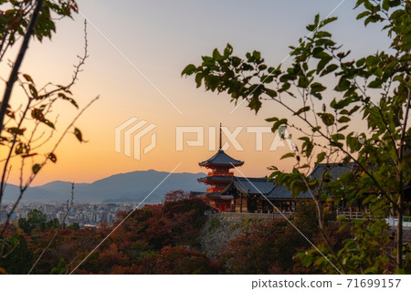 秋季日落時的清水寺和五層寶塔/京都之旅 秋季日落時的清水寺和五層寶塔/京都之旅 71699157