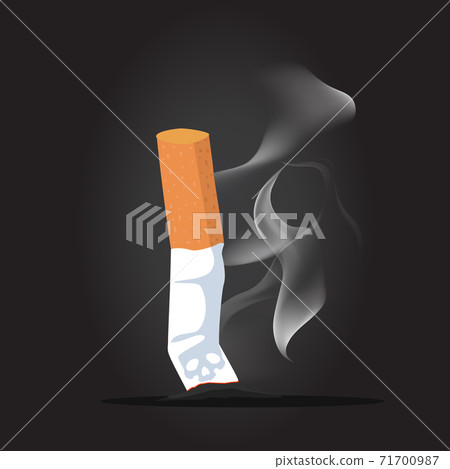 Cigarette butt with smoke background Cigarette butt with smoke background 71700987