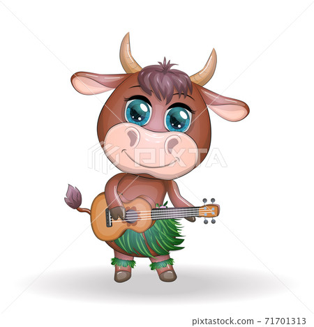 Cute cartoon bull, cow with beautiful eyes,... - Stock Illustration  [71701313] - PIXTA