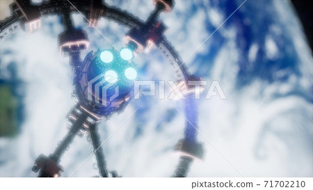 A view of the Earth and a spaceship. ISS is orbiting the Earth 71702210