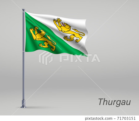 Waving flag of Thurgau - canton of Switzerland on flagpole. Temp Waving flag of Thurgau - canton of Switzerland on flagpole. Temp 71703151