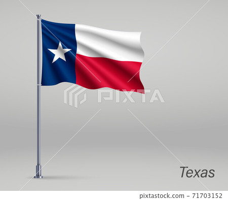 Waving flag of Texas - state of United States on flagpole. Templ Waving flag of Texas - state of United States on flagpole. Templ 71703152