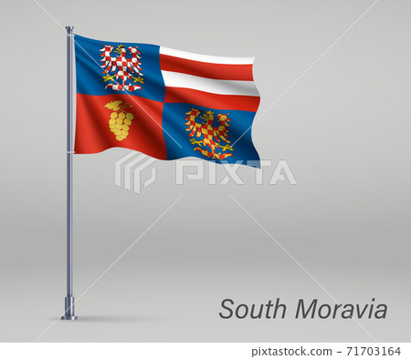 Waving flag of - region of Czech Republic on flagpole. Templat Waving flag of - region of Czech Republic on flagpole. Templat 71703164